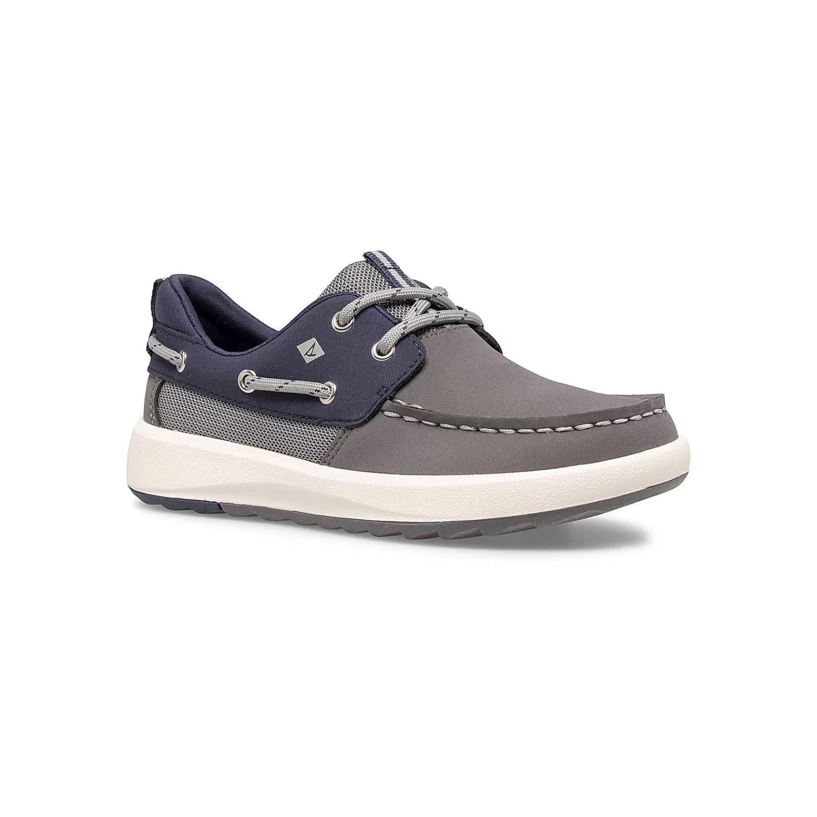 Sperry Big Kid's Fairwater PLUSHWAVE™ Boat Shoe Grey/Navy Shop