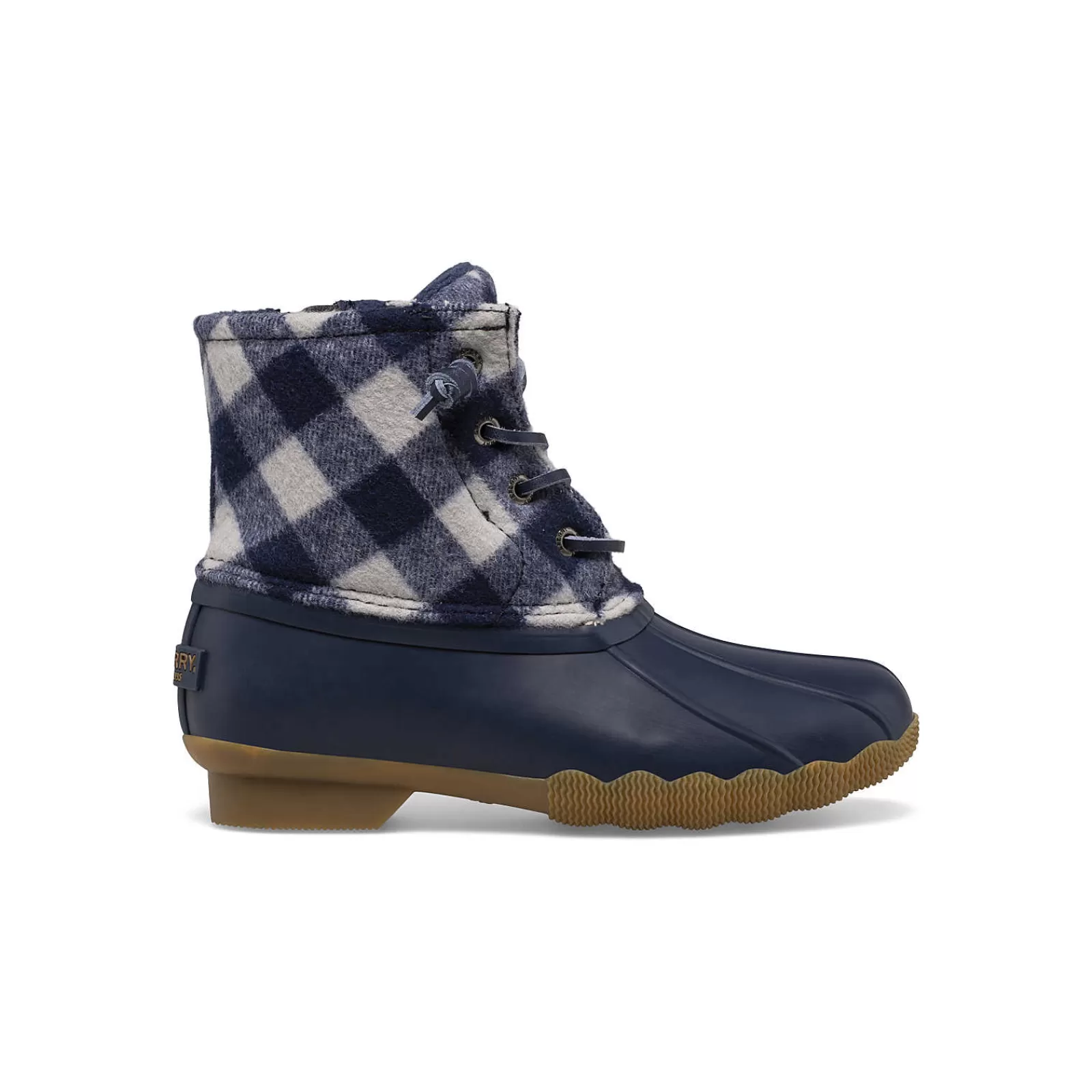 Sperry Big Kid's Saltwater Duck Boot Navy Plaid New