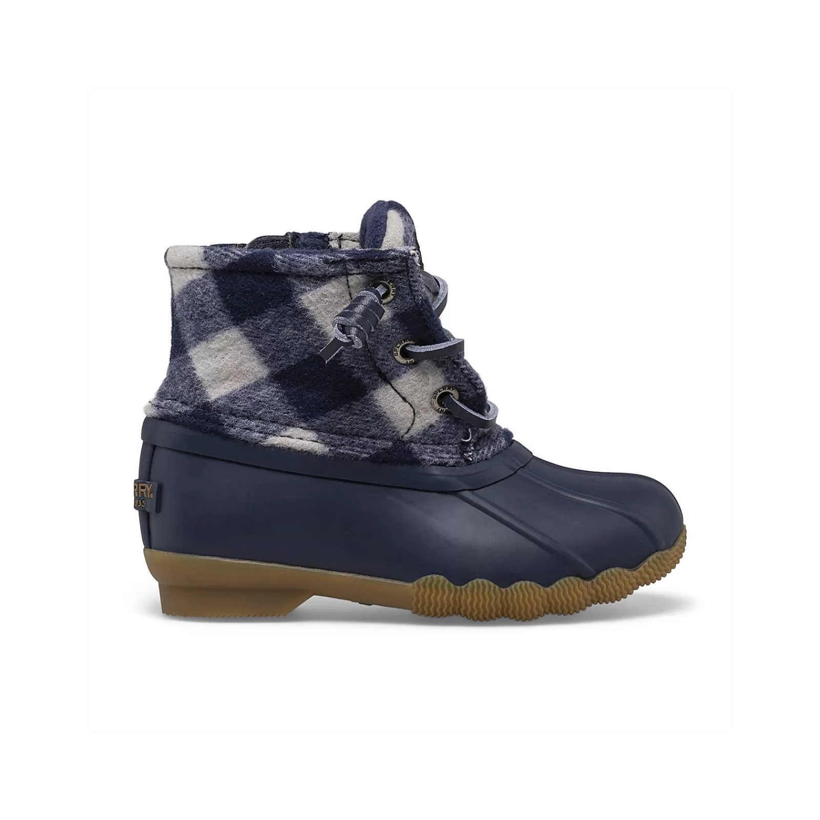 Sperry Big Kid's Saltwater Junior Duck Boot Navy Plaid Fashion