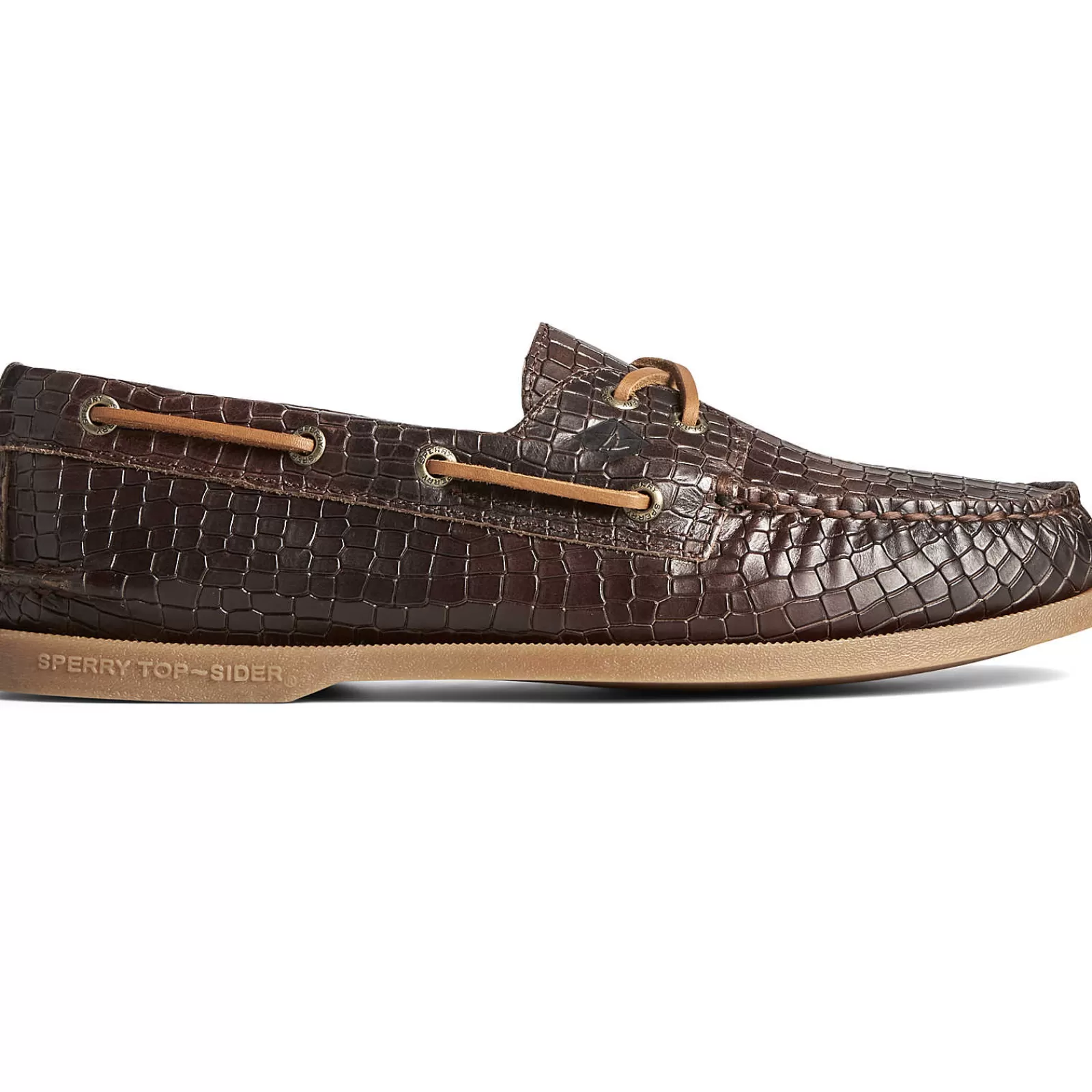 Sperry Men's Authentic Original™ Croc Embossed Boat Shoe Brown Fashion