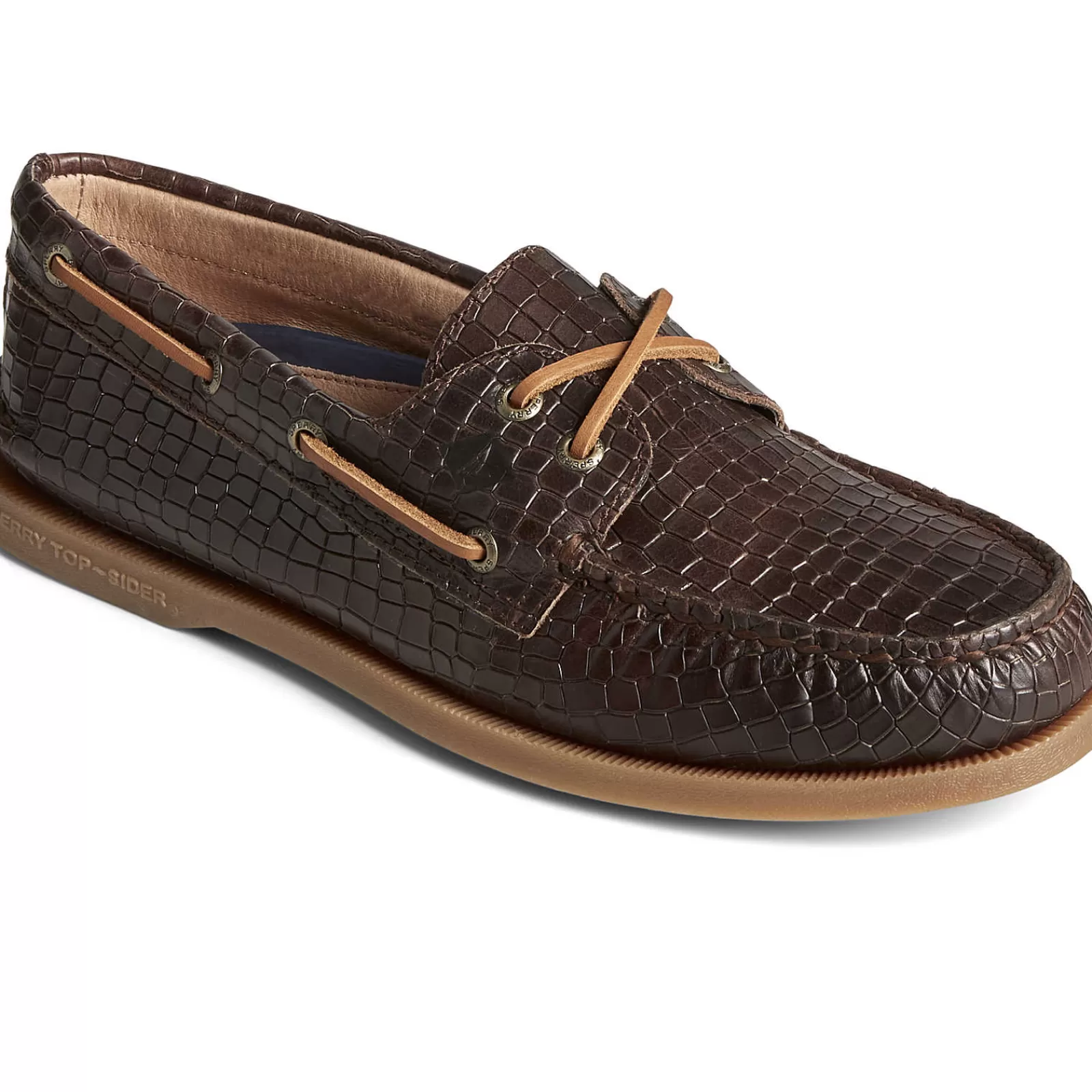 Sperry Men's Authentic Original™ Croc Embossed Boat Shoe Brown Fashion