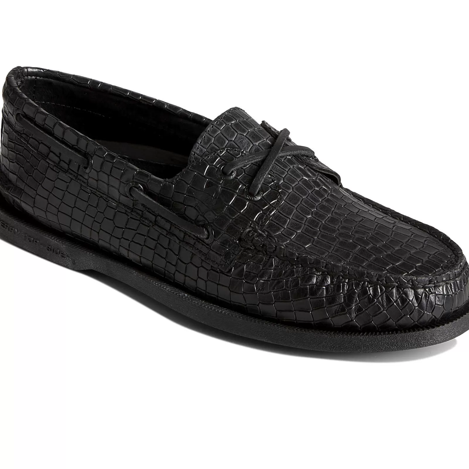 Sperry Men's Authentic Original™ Croc Embossed Boat Shoe Black Fashion