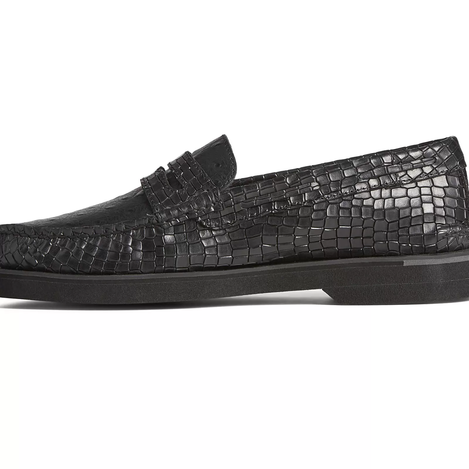 Sperry Men's Authentic Original™ Penny Double Sole Croc Embossed Loafer Black Cheap