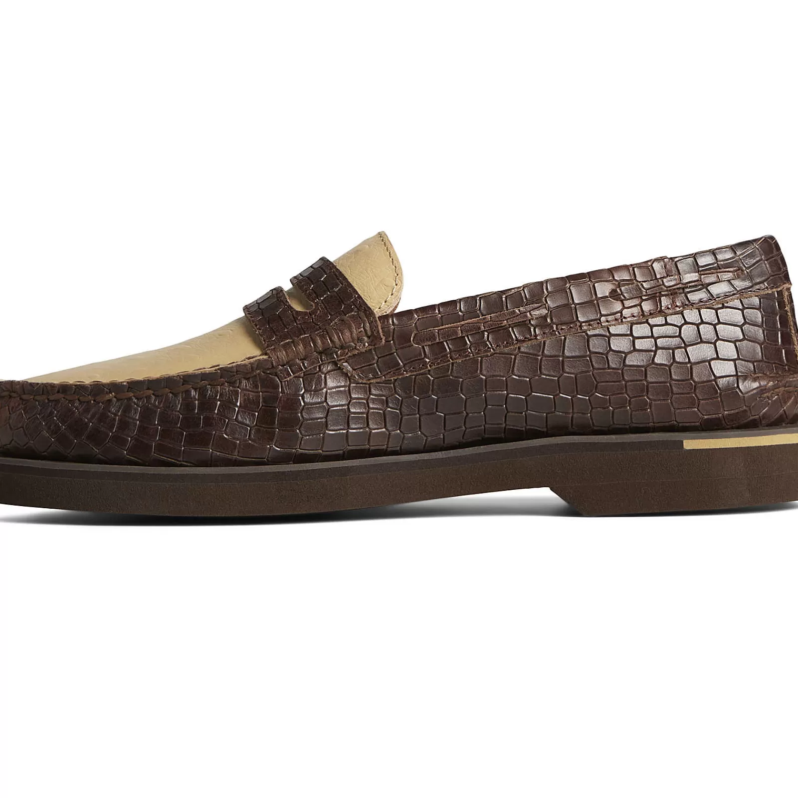 Sperry Men's Authentic Original™ Penny Double Sole Croc Embossed Loafer Brown Flash Sale