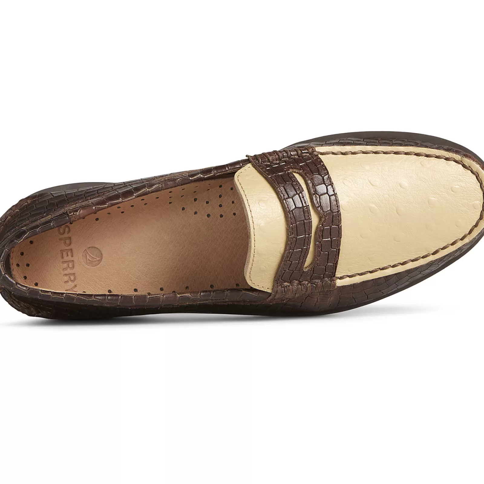 Sperry Men's Authentic Original™ Penny Double Sole Croc Embossed Loafer Brown Flash Sale