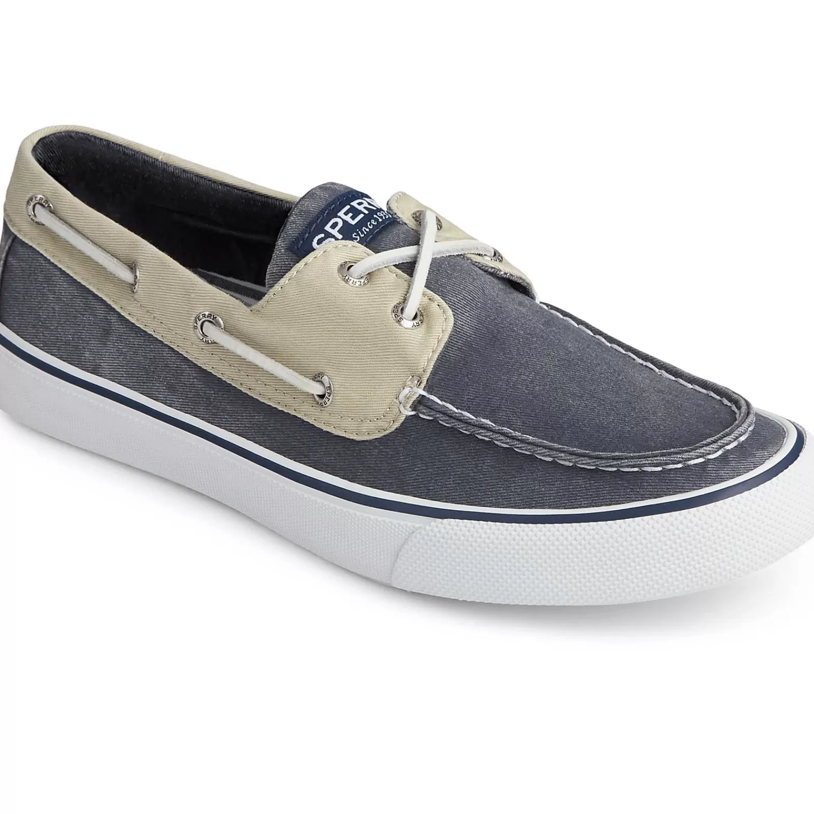 Sperry Men's Bahama II Sneaker Salt Washed Navy/Khaki New