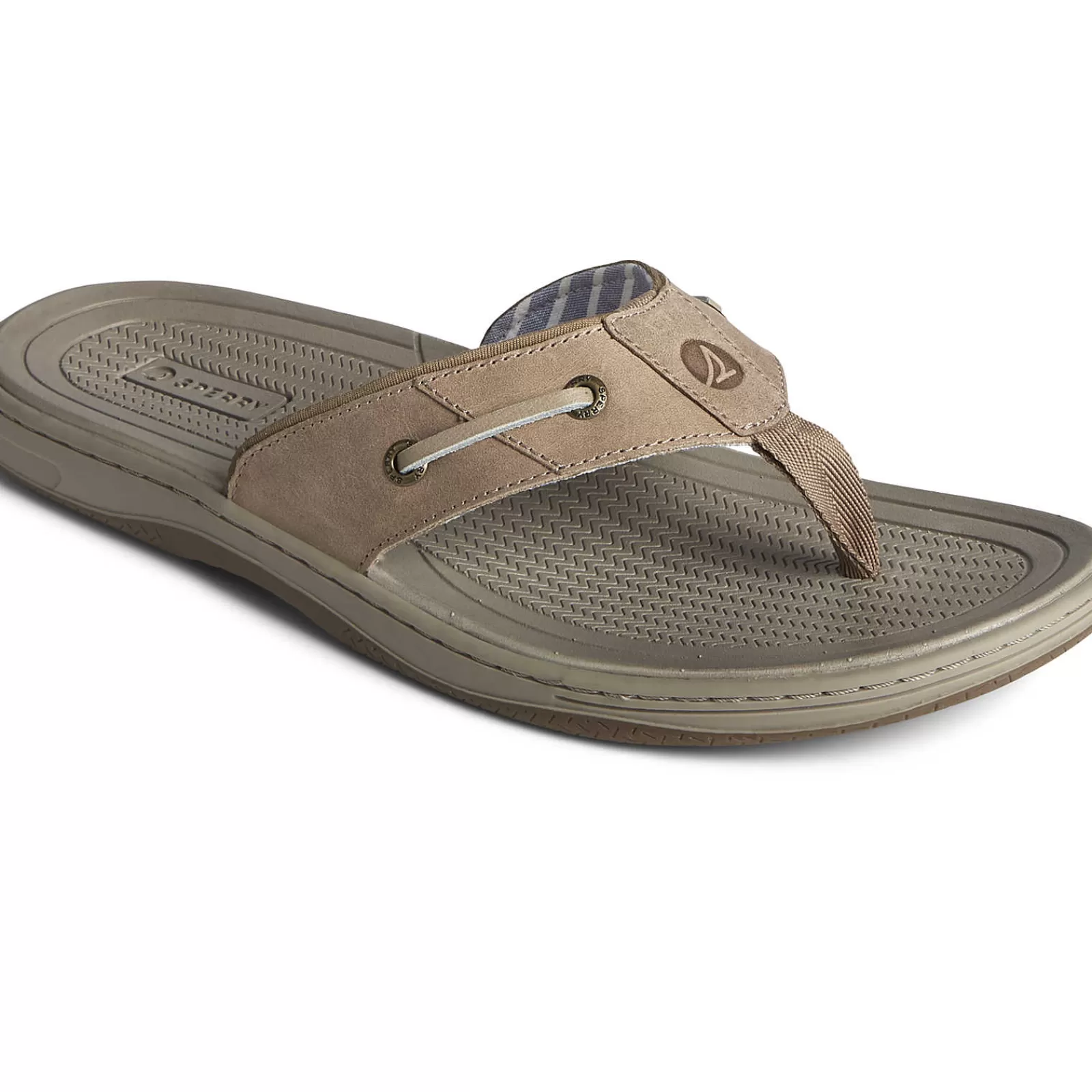 Sperry Men's Baitfish Leather Flip Flop Taupe New