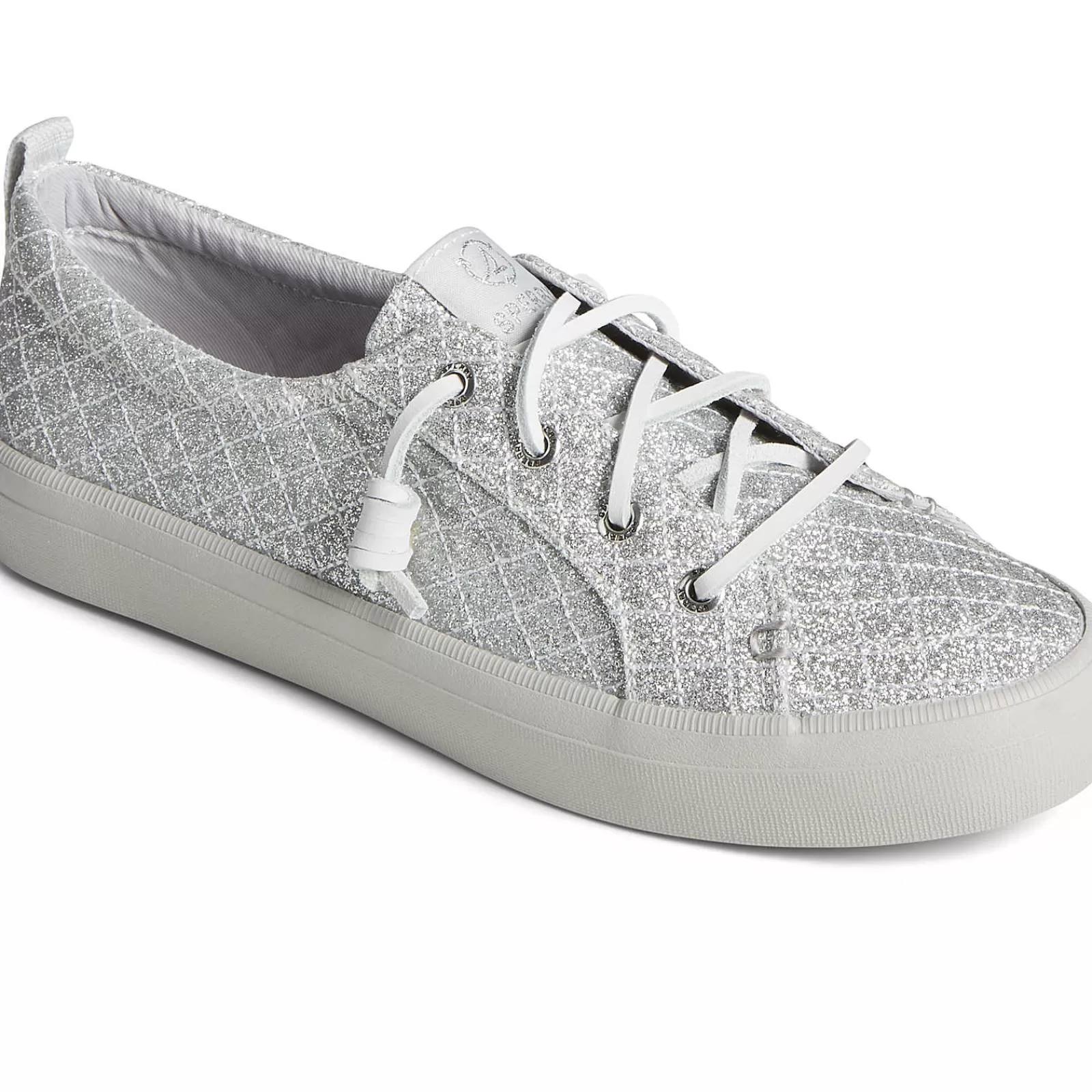 Sperry Women's Crest Quilted Shimmer Sneaker Silver Hot