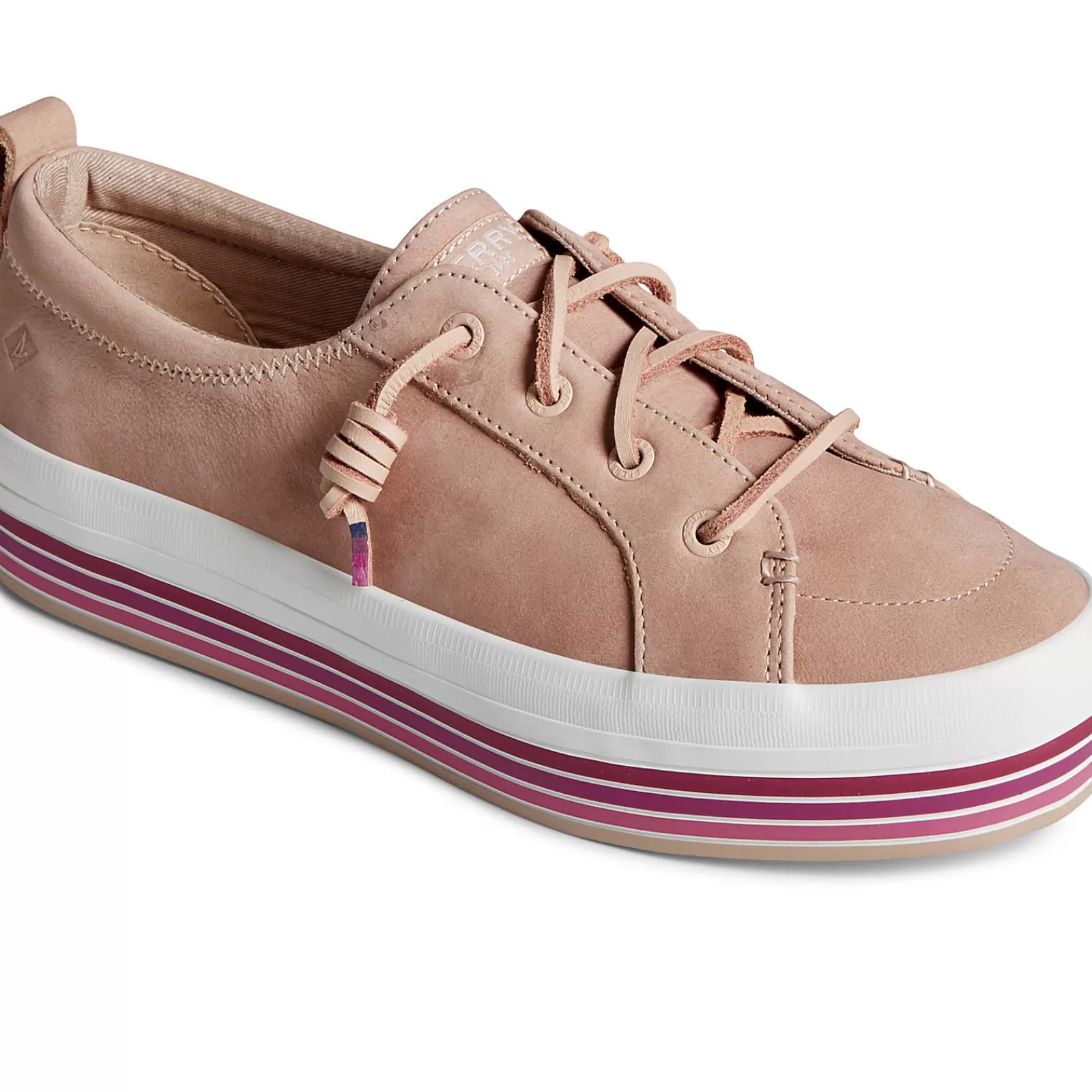 Sperry Women's Crest Vibe Platform Stripe Sneaker Pink Best Sale