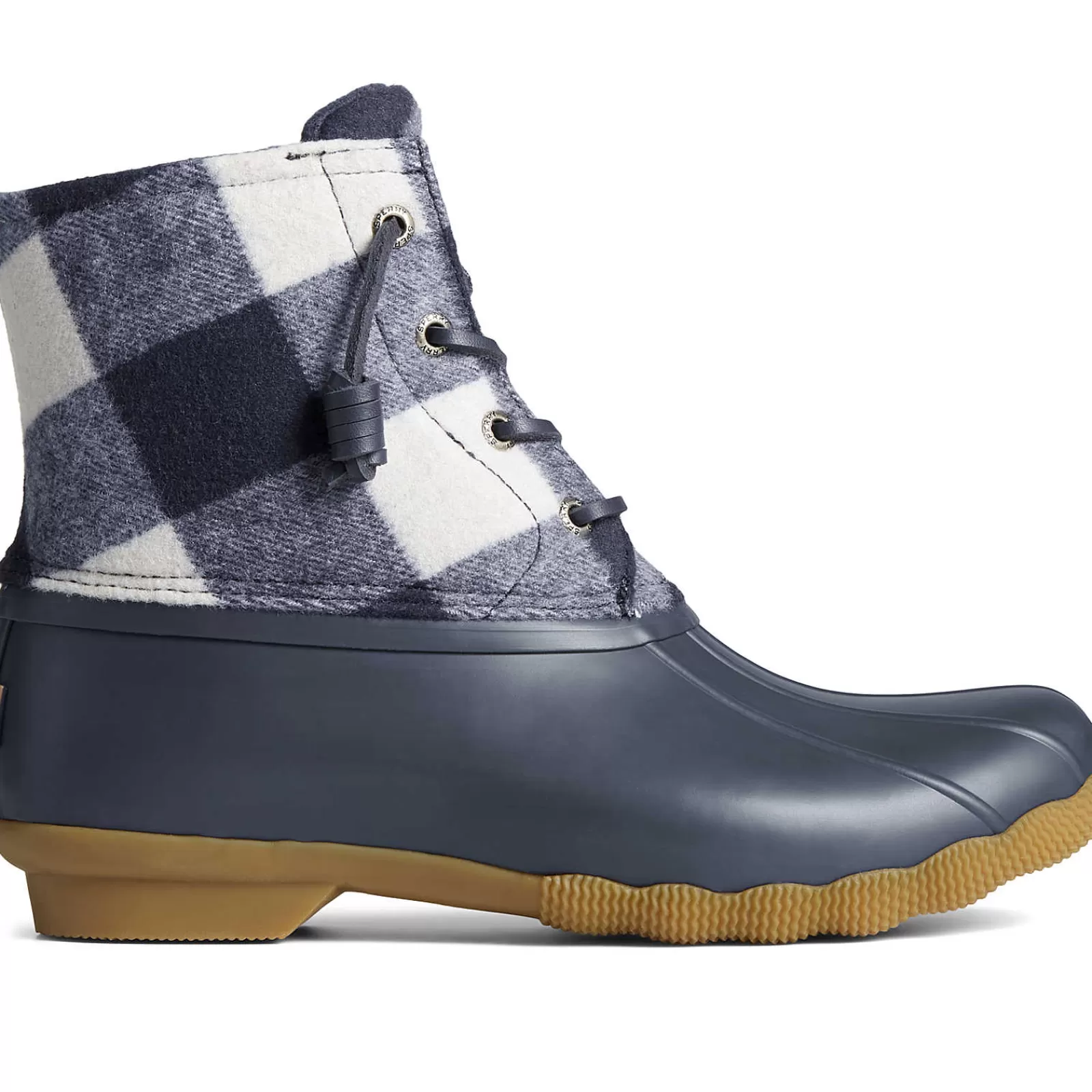 Sperry Women's Saltwater Buffalo Check Duck Boot Navy Discount