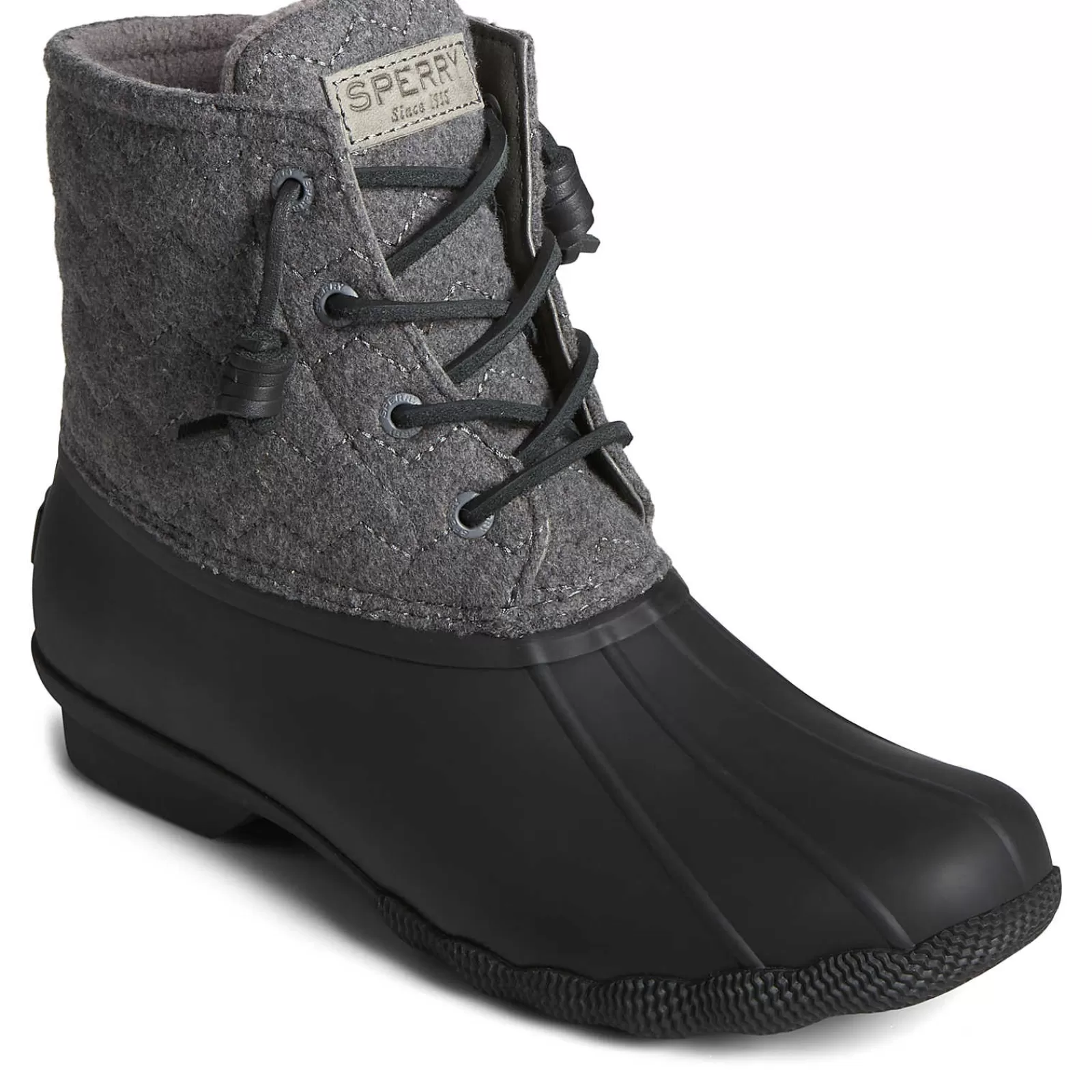 Sperry Women's Saltwater Chevron Wool Duck Boot Black Flash Sale