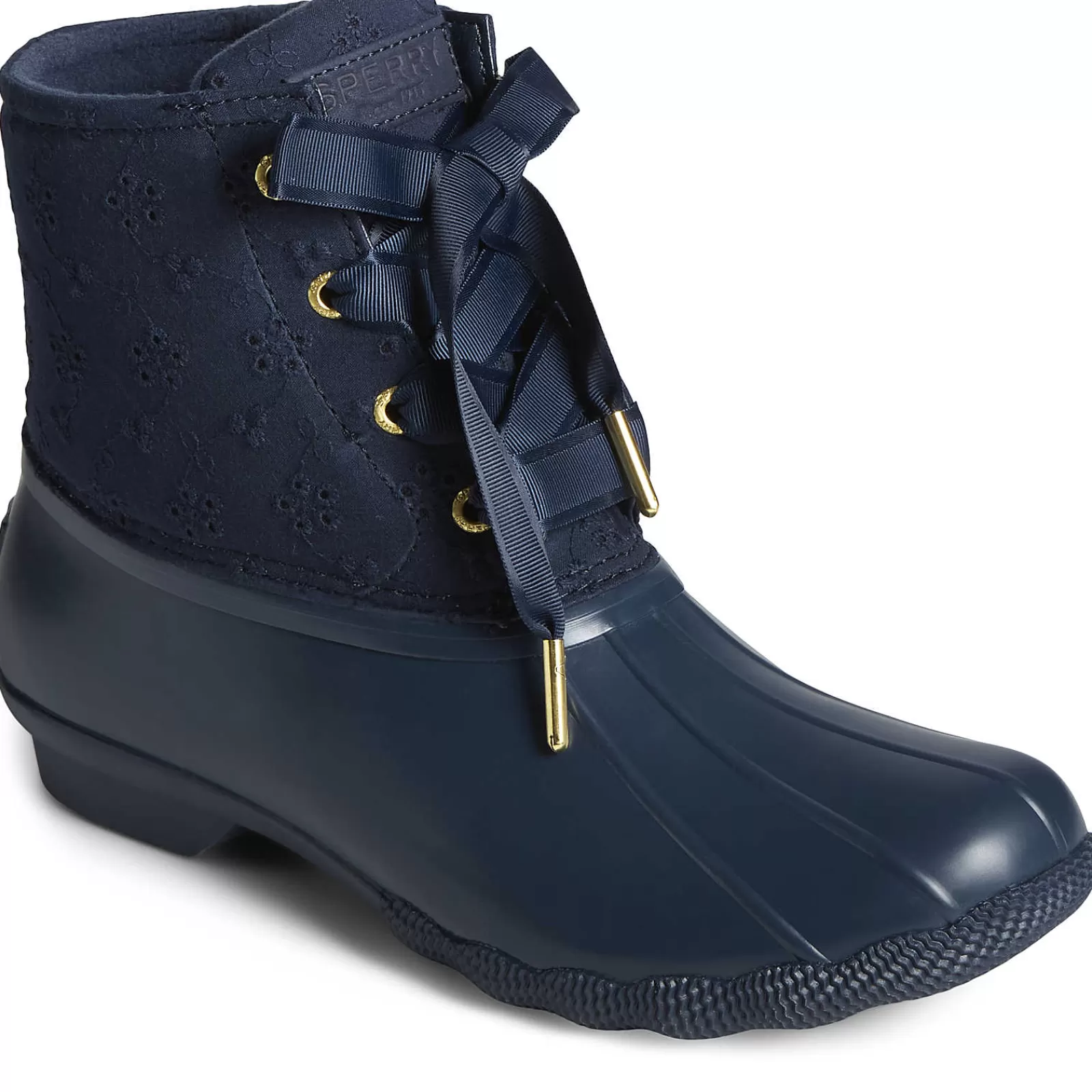 Sperry Women's Saltwater Eyelet Duck Boot Navy Flash Sale