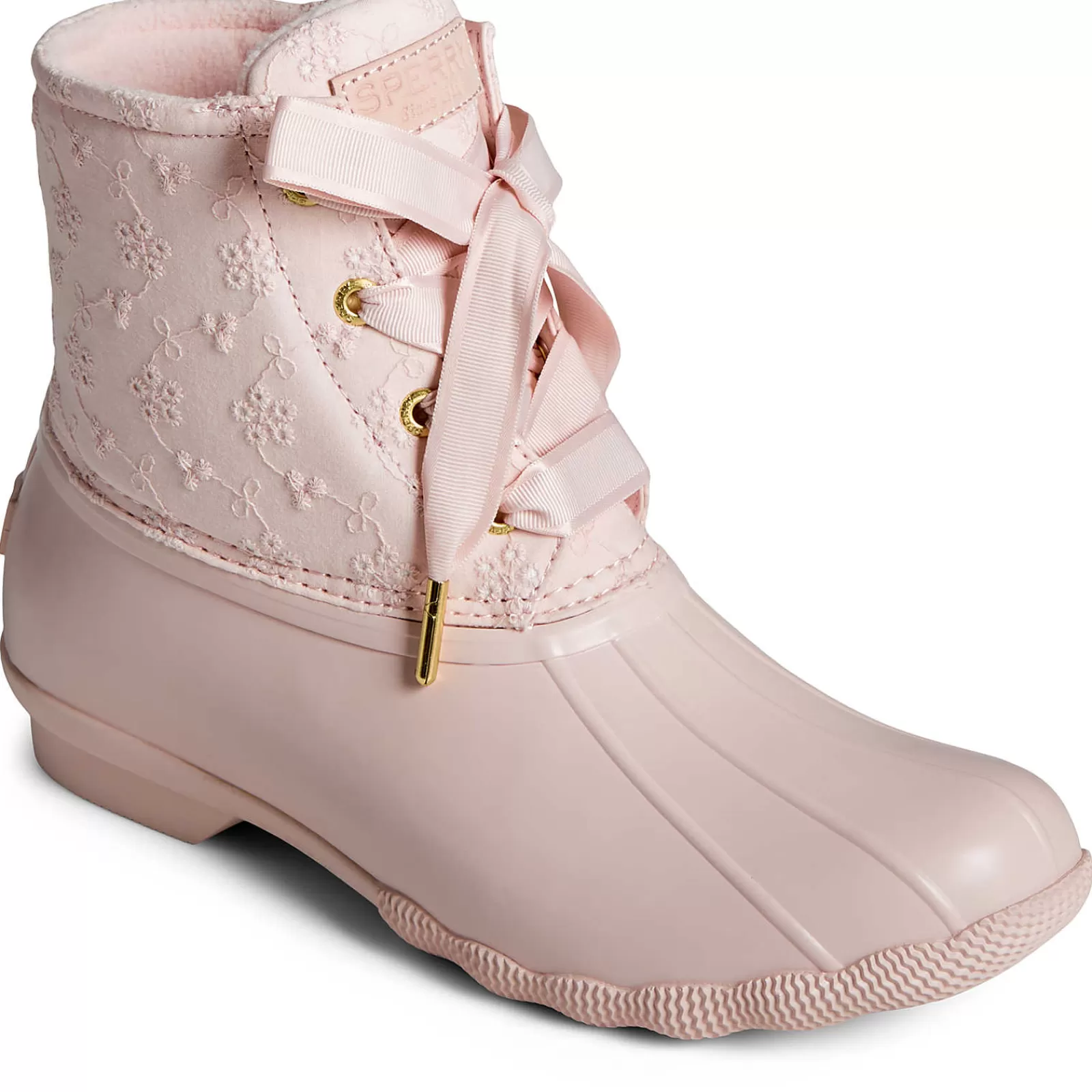 Sperry Women's Saltwater Eyelet Duck Boot Pink Online