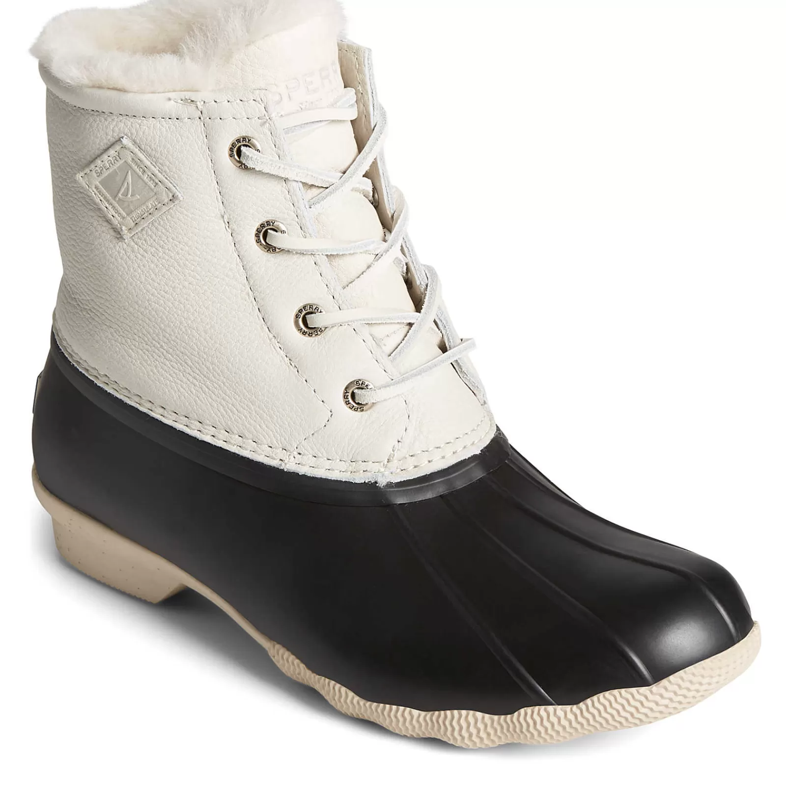 Sperry Women's Saltwater Luxe Leather Thinsulate™ Duck Boot Ivory/Black Hot