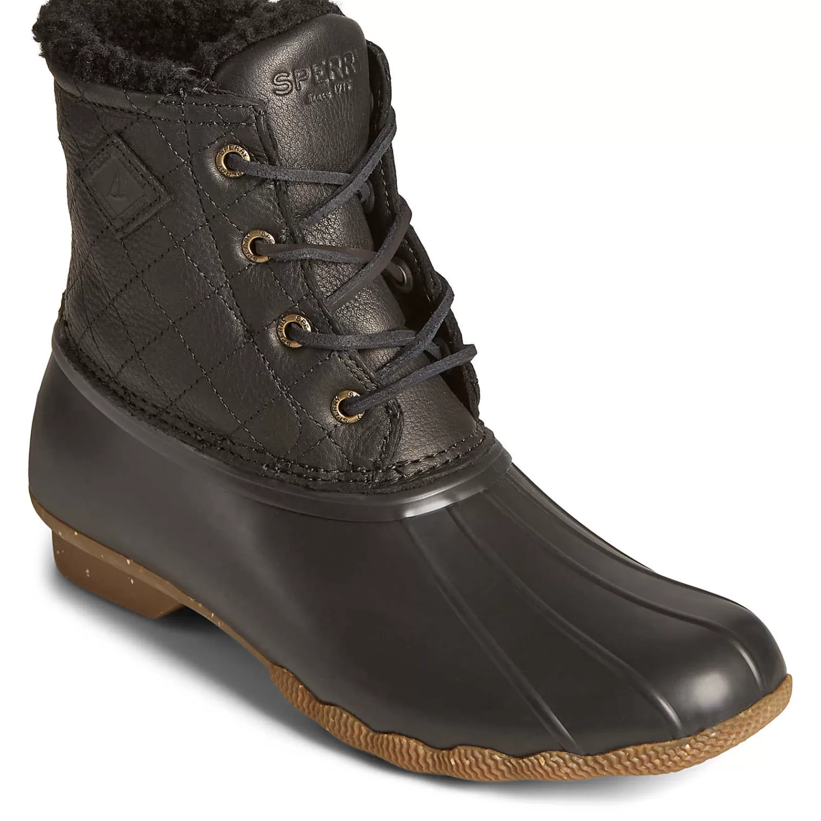 Sperry Women's Saltwater Luxe Leather Thinsulate™ Duck Boot Black Quilt Sale