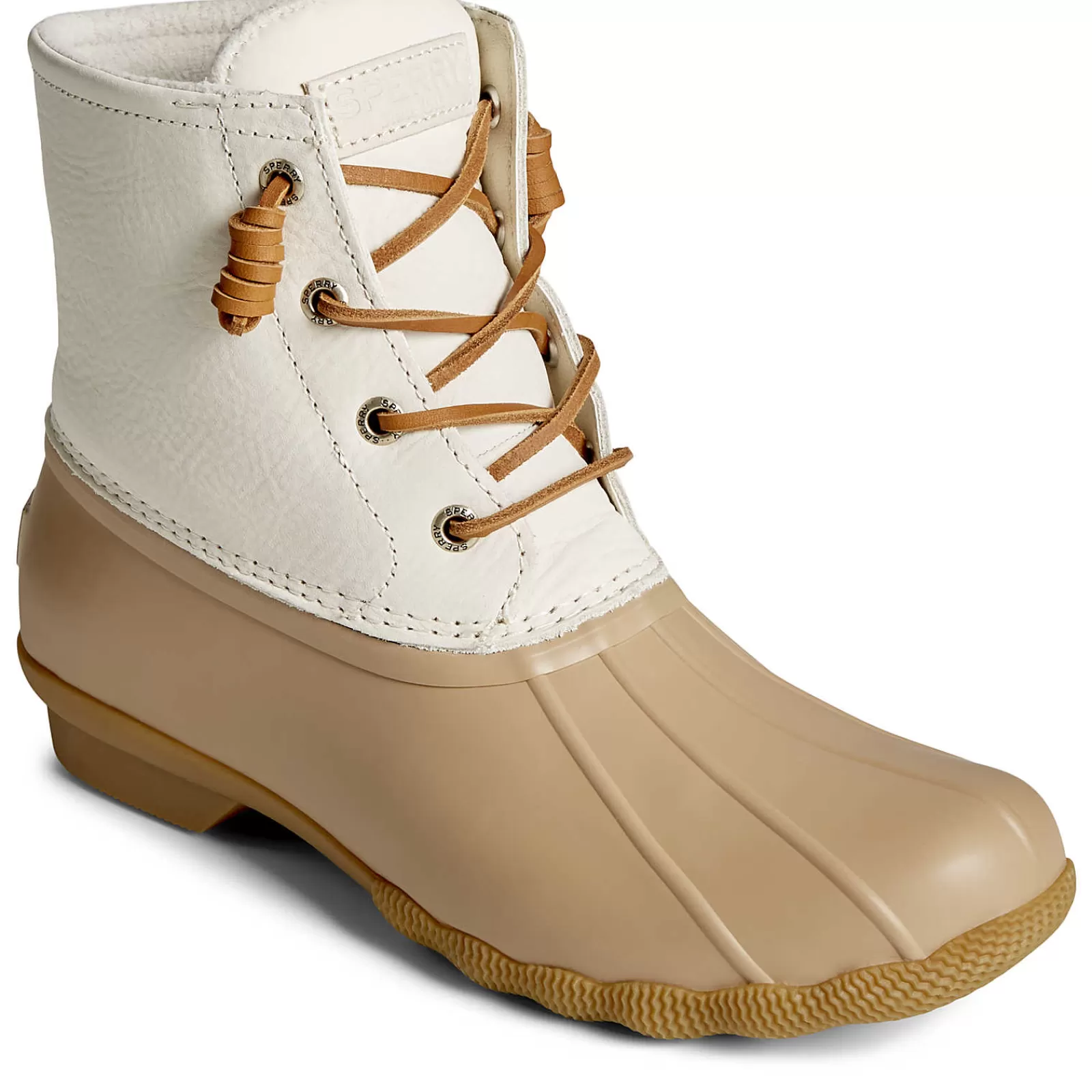 Sperry Women's Saltwater Mainsail Leather Duck Boot Cream Cheap