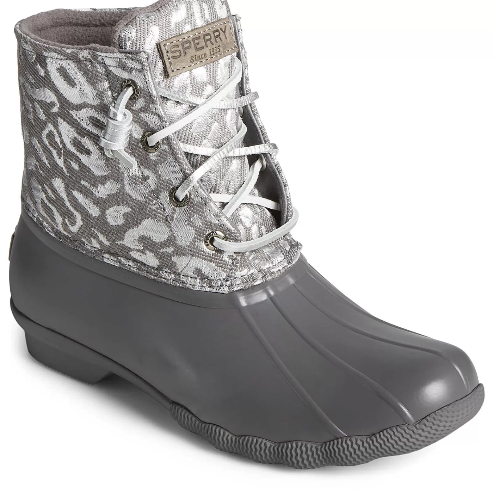 Sperry Women's Saltwater Metallic Jacquard Duck Boot Silver Outlet