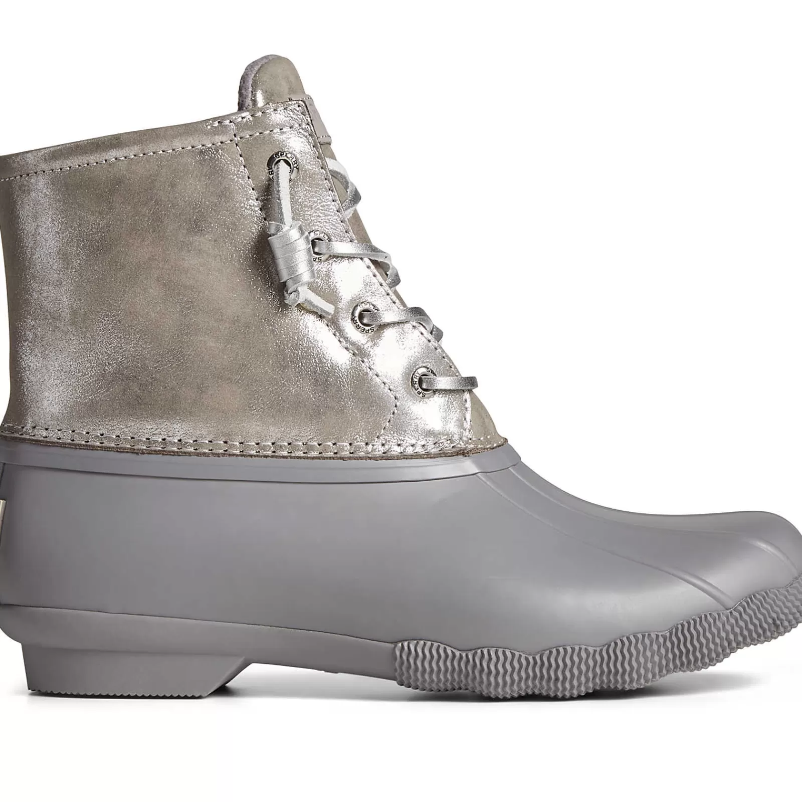 Sperry Women's Saltwater Metallic Leather Duck Boot Silver Online