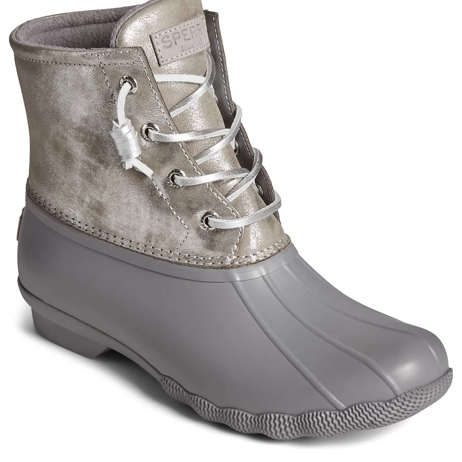 Sperry Women's Saltwater Metallic Leather Duck Boot Silver Online