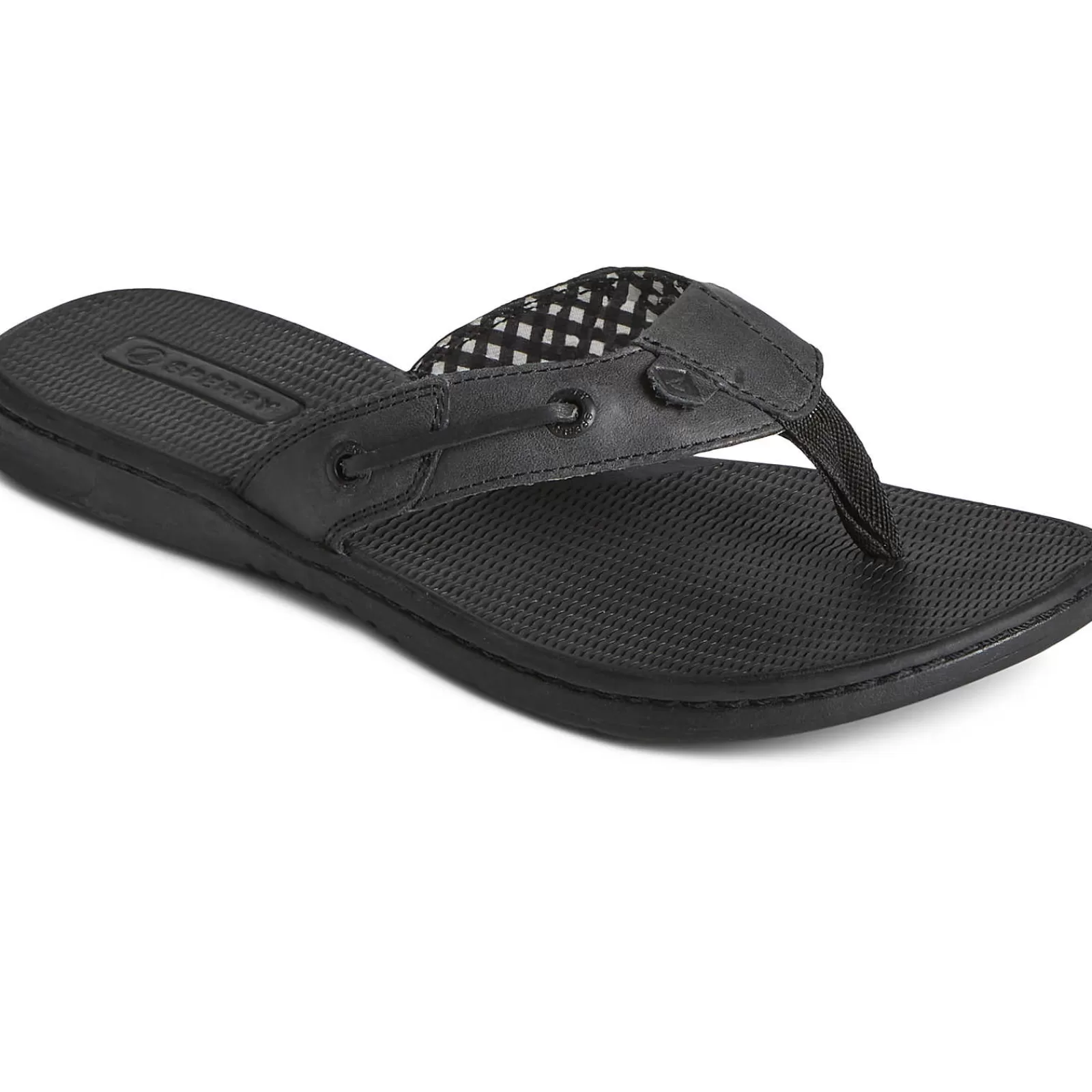 Sperry Women's Seafish Leather Flip Flop Black Best