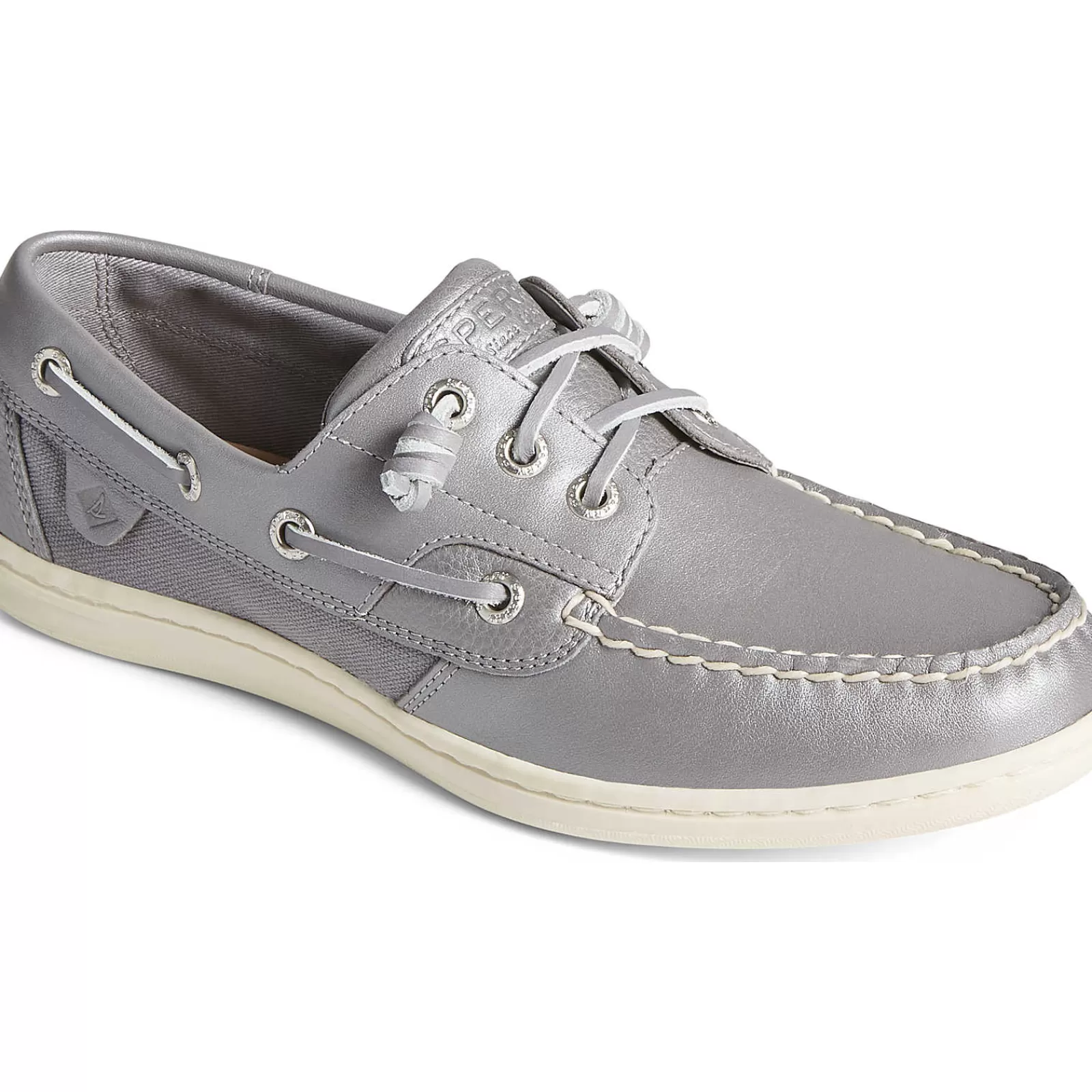 Sperry Women's Songfish Pearlized Boat Shoe Silver Fashion